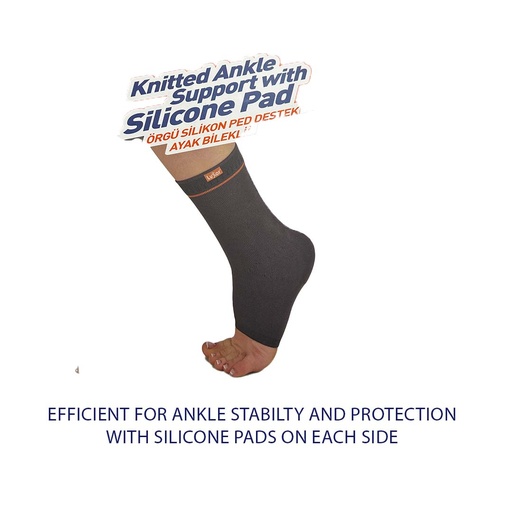 [105] KNITTED ANKLE SUPPORT WITH SILICONE PAD L