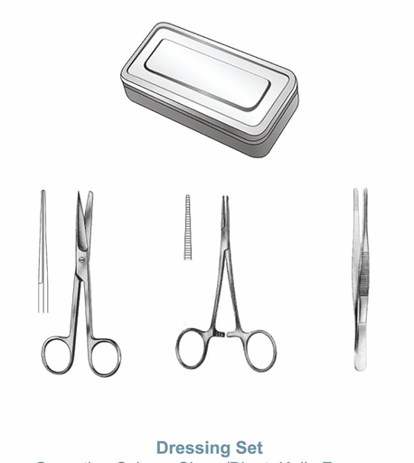 [AC-004] dressing set ( operating scissor sharp/blunt kelly forceps straight, dressing forceps)